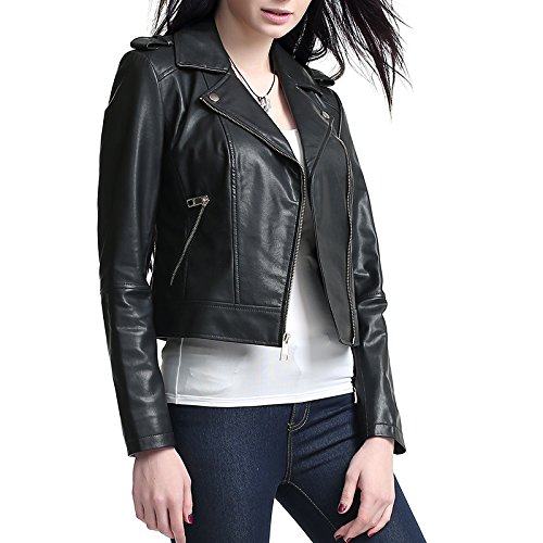 BGSD女士新款机车夹克真皮皮衣短款外套绵羊皮摩托夹克修身