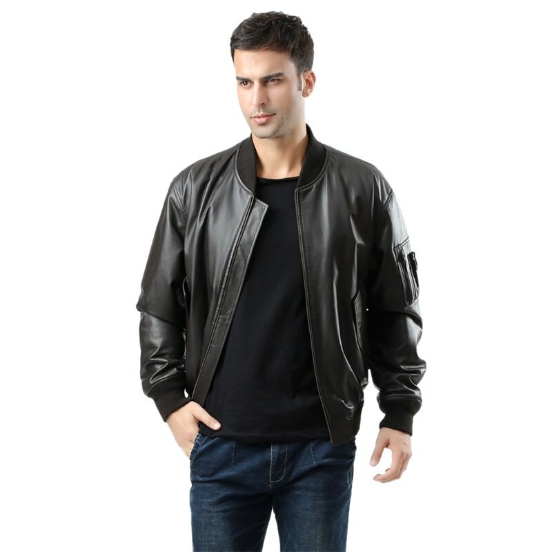 bgsd男装真皮飞行夹克ma-1