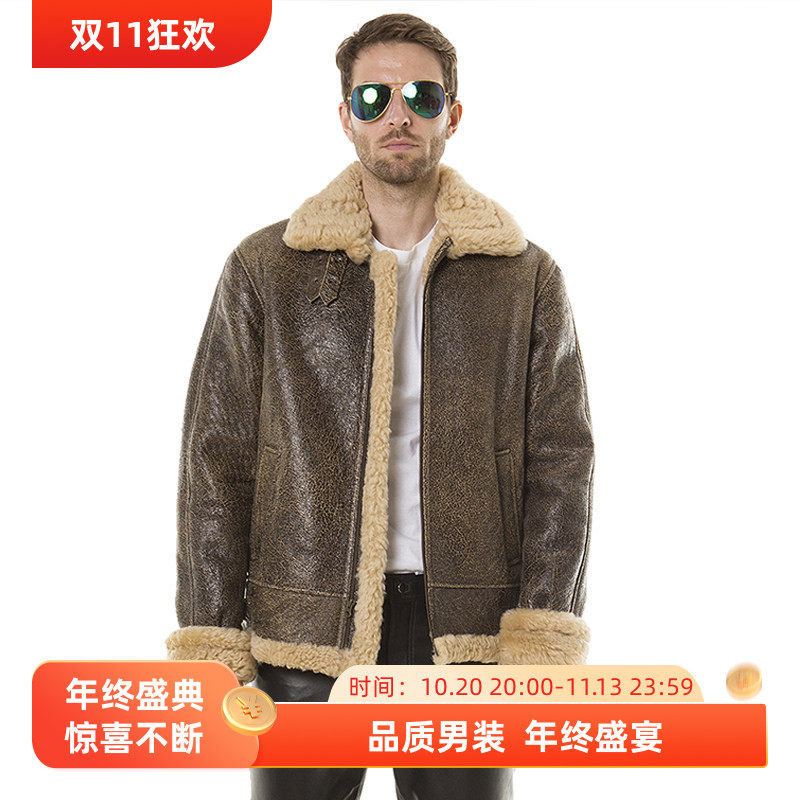 真皮皮衣机车飞行员夹克