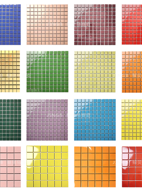 网红白米黄色墨绿色橘红色饭店彩色卫生间墙砖水池小块陶瓷马赛克