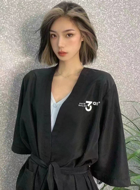 理发店染发美发客袍美容院客服网红发廊剪发围布和服烫染顾客衣服