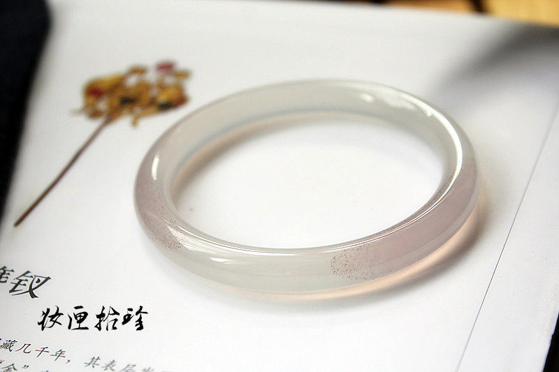 天然中宽胖圆条唯美朱砂水草玉髓玛瑙手镯手环饰品一物一图包邮
