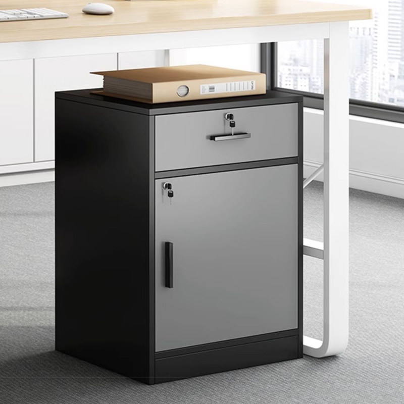办公室文件柜桌下收纳柜小柜子置物边柜抽屉柜木质带锁矮柜储物柜