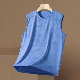 夏季新款冰丝背心男士薄款健身运动跑步速干无痕坎肩跨栏无袖t恤