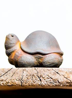 新中式创意呆萌小乌龟个性摆件书房饰品茶宠仿铸铁纯手工家居