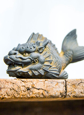 新中式国风创意龙鱼工艺品摆件书房饰品茶宠仿铸铁纯手工家居