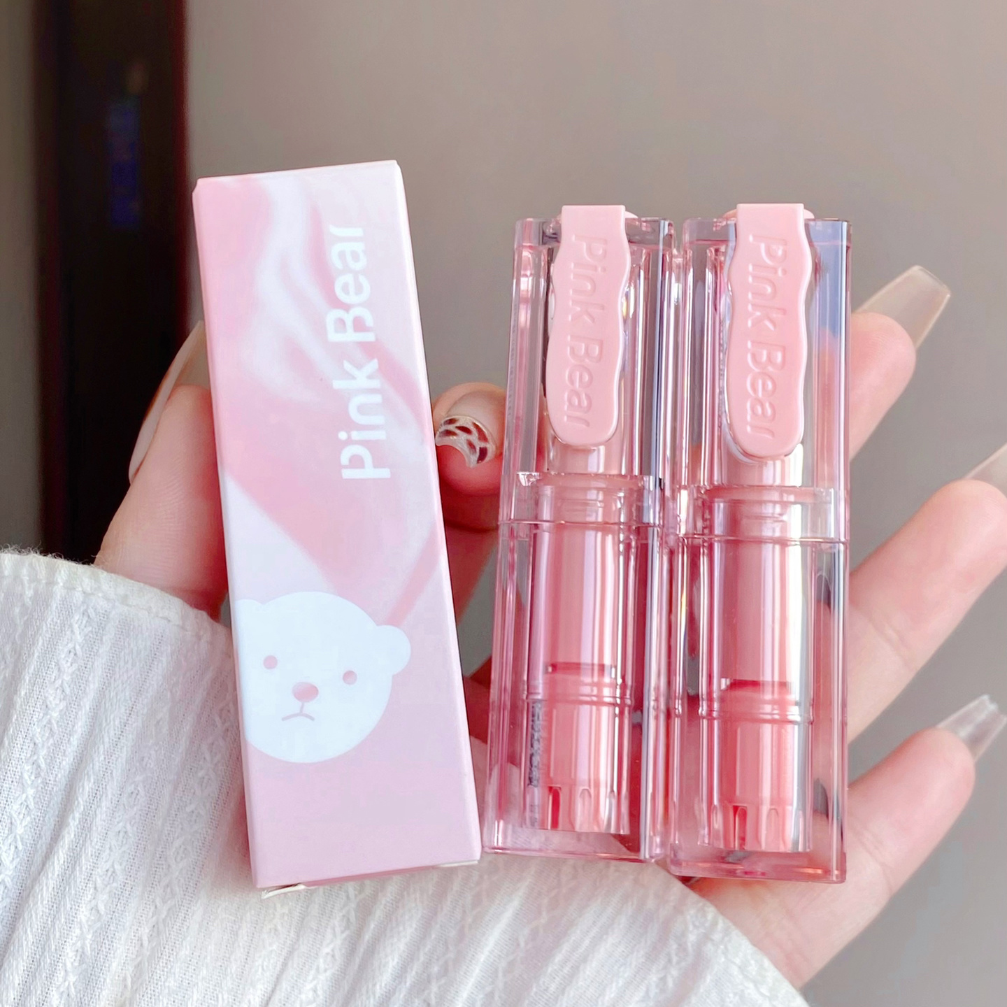 pinkbear皮可熊唇釉奶冻口红护唇精华w423皮克熊w252唇膏w131联名