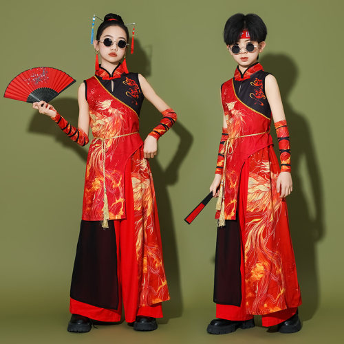 六一中国风啦啦队儿童演出服