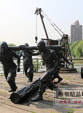 玻璃钢仿铜搬运工雕塑