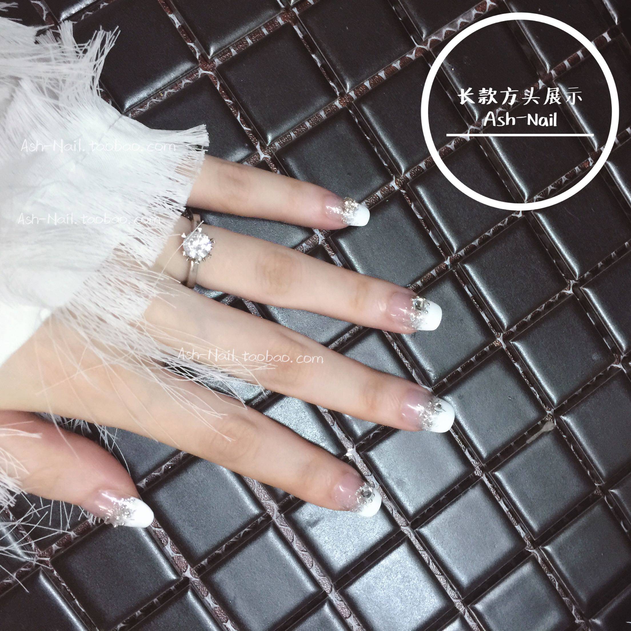 ash定制假指甲贴片成品中长短款自然持久防水光疗qq孕妇美甲新娘