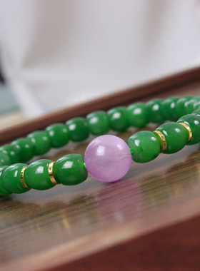 天然新疆和田碧玉直切转运珠手串