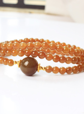 天然和田玉且末糖色小珠手链项链