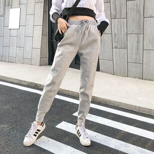 女春秋薄款 百搭萝卜休闲女裤 新款 宽松哈伦裤 子 韩版 运动裤