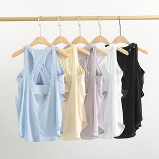 瑜伽服背心女防震带胸垫二合一运动上衣宽松跑步健身套装 泰式