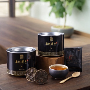 高海拔山礼盒茶黑 湖南新化黑茶渠之祖江金典奉家薄片高品质铁盒装
