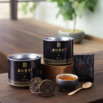 湖南新化黑茶渠之祖江金典奉家薄片高品质铁盒装高海拔山礼盒茶黑
