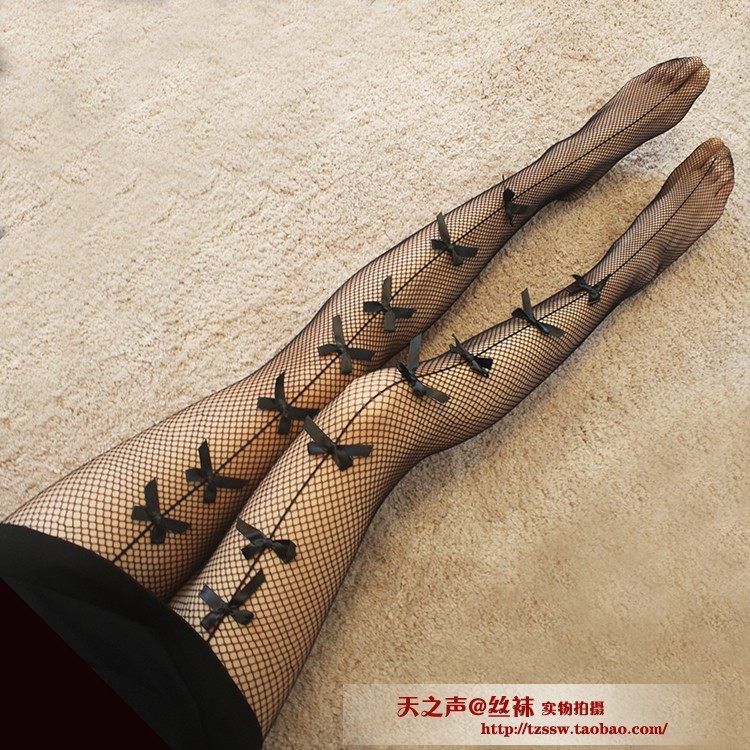 流行后竖线黑色蝴蝶结性感网袜 小网眼丝袜连裤透明打底美腿女袜,女士内衣/男士内衣/家居服,连裤袜/打底袜,淘宝优惠券,粉丝福利购,淘宝优惠卷