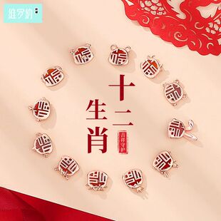 维罗纳纯银十二生肖福气蛇耳钉女S925银复古国潮本命年中国风耳环
