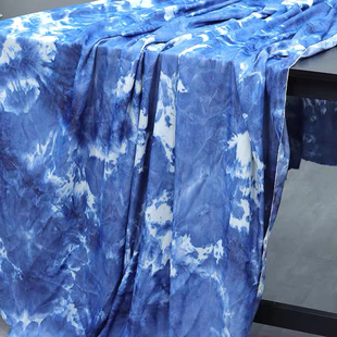 绸传统手工扎染布料民族风蓝染古道茶席背景布幔装饰国风环创diy