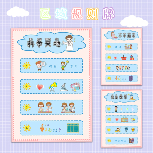 幼儿园儿童区域牌约定守则进区规则区角标识贴纸活动布置装饰墙贴
