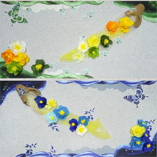 花开田园立体纸艺蝴蝶墙贴