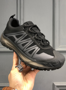 男鞋2026春季新款透气网面拼接时尚休闲鞋潮流耐磨户外登山徒步鞋