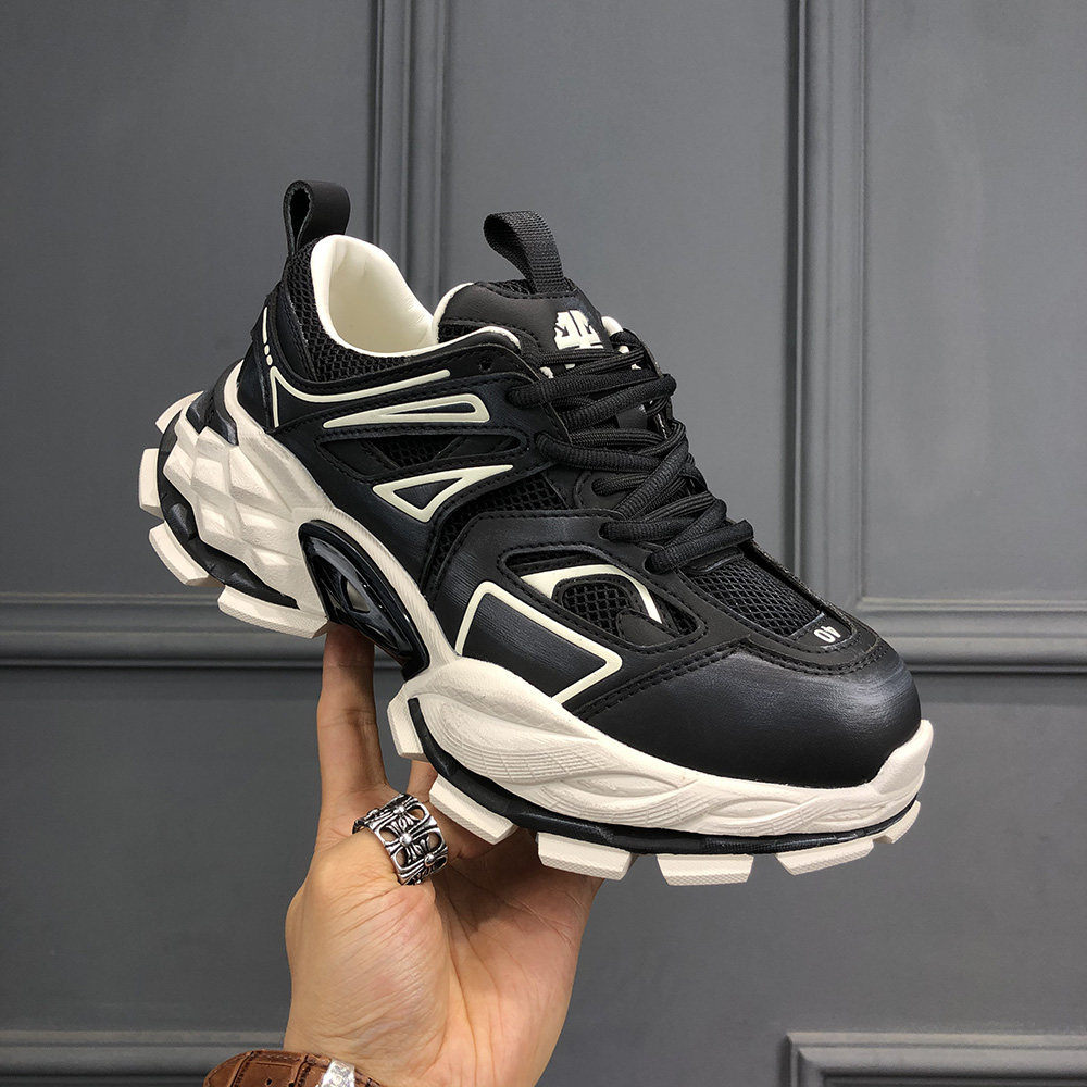 欧货重工结构机甲老爹鞋真皮网面厚底机能风休闲运动鞋做旧脏脏鞋