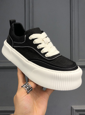 2026春季新款工装风男鞋厚底增高松糕鞋男百搭软底轻便休闲帆布鞋