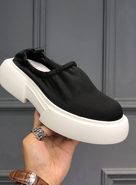 2026春季新款时尚潮流小众设计乐福鞋男百搭免系一脚蹬男士帆布鞋