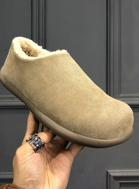 雪地靴男春季加绒加厚保暖棉鞋男士皮毛一体防滑防寒勃肯穆勒棉靴