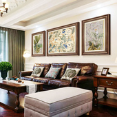 油画肌理欧式 客厅装 复古壁画正品 三联法式 沙发背景墙挂画 饰画美式