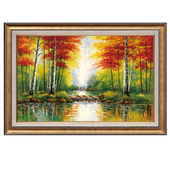 走廊壁画山水背景墙玄关挂画 餐厅原创正品 客厅装 饰画风景油画美式