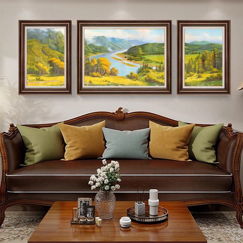 客厅装饰画美式壁画中古风正品油画书房山水画欧式沙发背景墙挂画,家居饰品,现代装饰画,淘宝优惠券,粉丝福利购,淘宝优惠卷