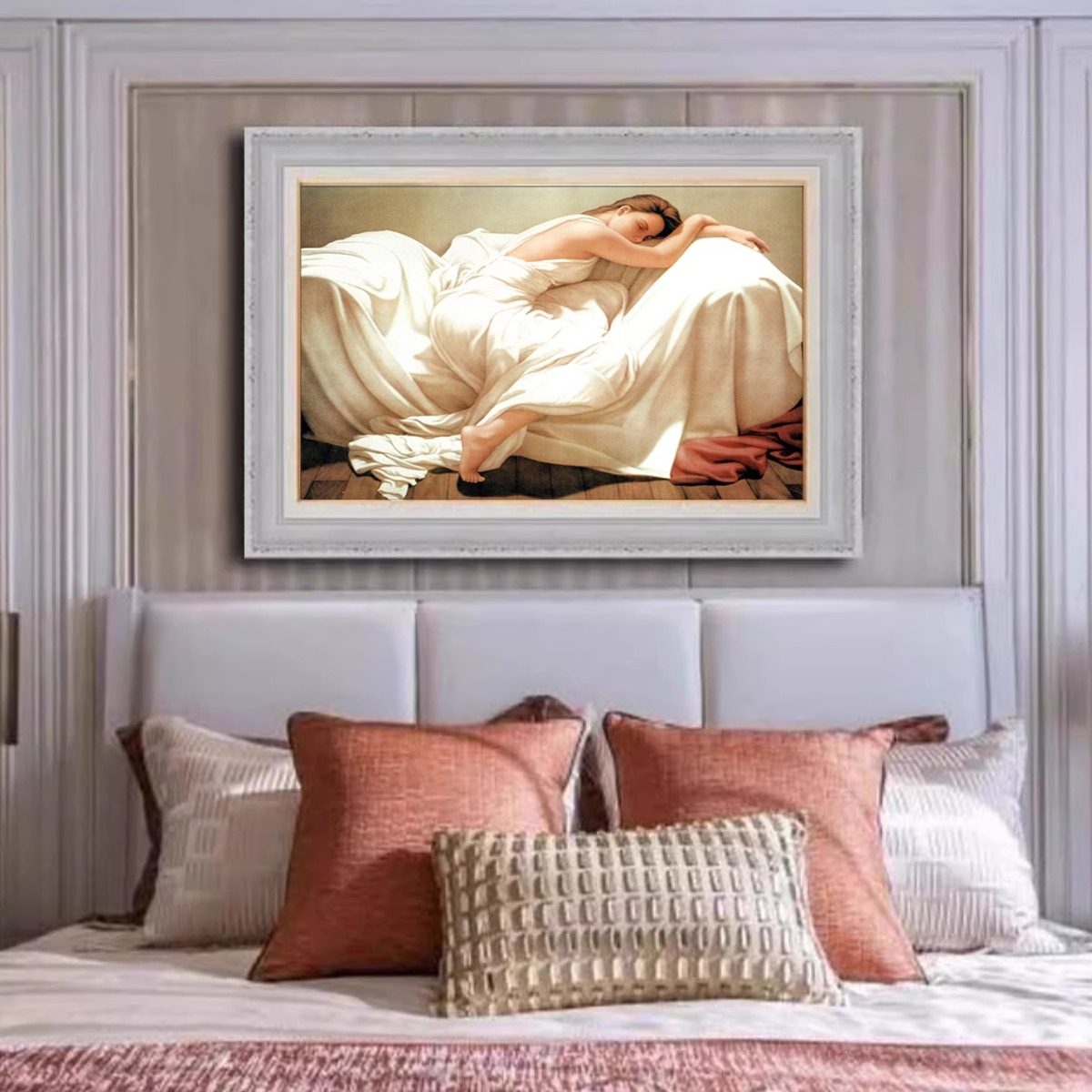 背景卧室床头装饰画防水正品油画