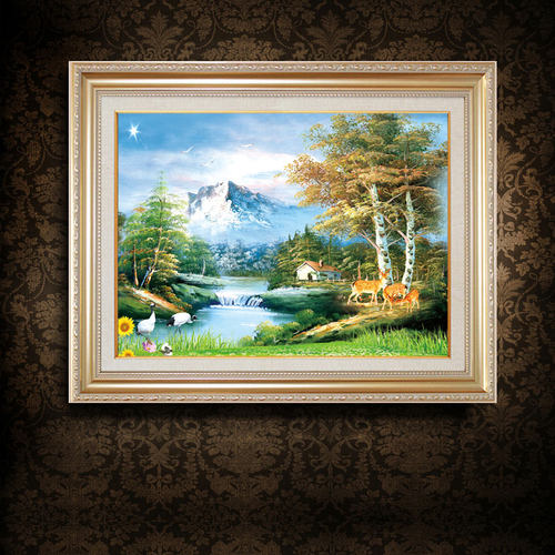 山水油画风风景包邮免打孔装饰画