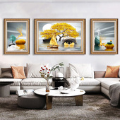 现代沙发背景墙挂画 正品 客厅装 饰画山水油画墙面高级感壁画欧美式