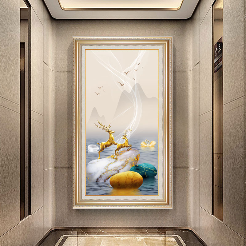 玄关装饰画欧式墙壁画2025年新款高端油画肌正品入户走廊过道挂画