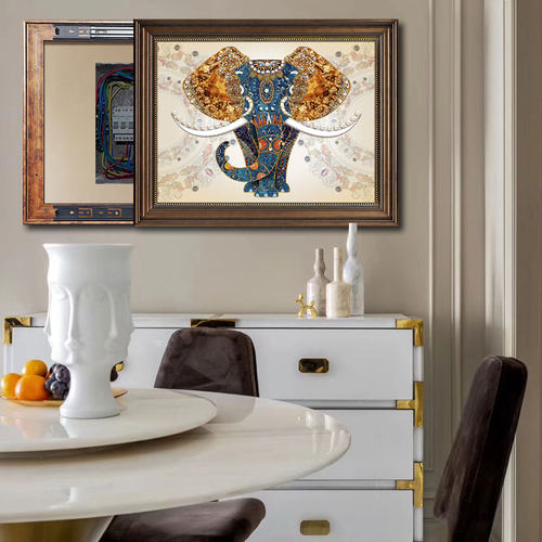 免打孔美式推拉电表箱遮挡装饰画