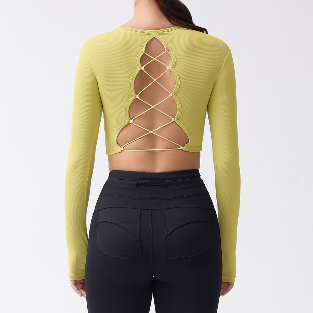 训练服瑜伽长袖带胸垫上衣