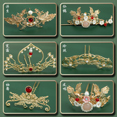 发冠古风束发明制发饰汉服头饰全套古装 珍珠头冠敦煌发簪配饰排簪