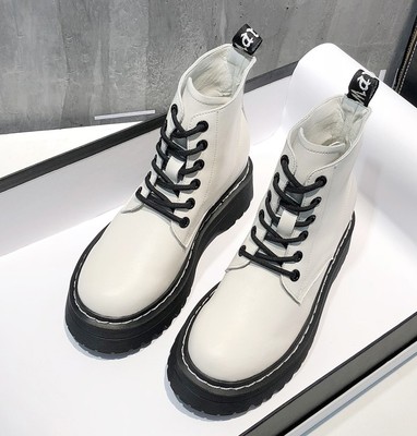 时尚圆头系带隐形内增高真皮女靴