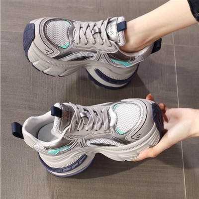 10CM老爹高坡跟网纱内增高单女鞋