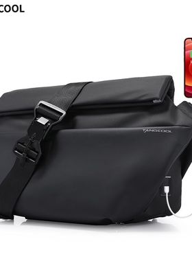 Tangcool新款男士斜挎包潮牌机能跨境单肩包防水多功能邮差背包