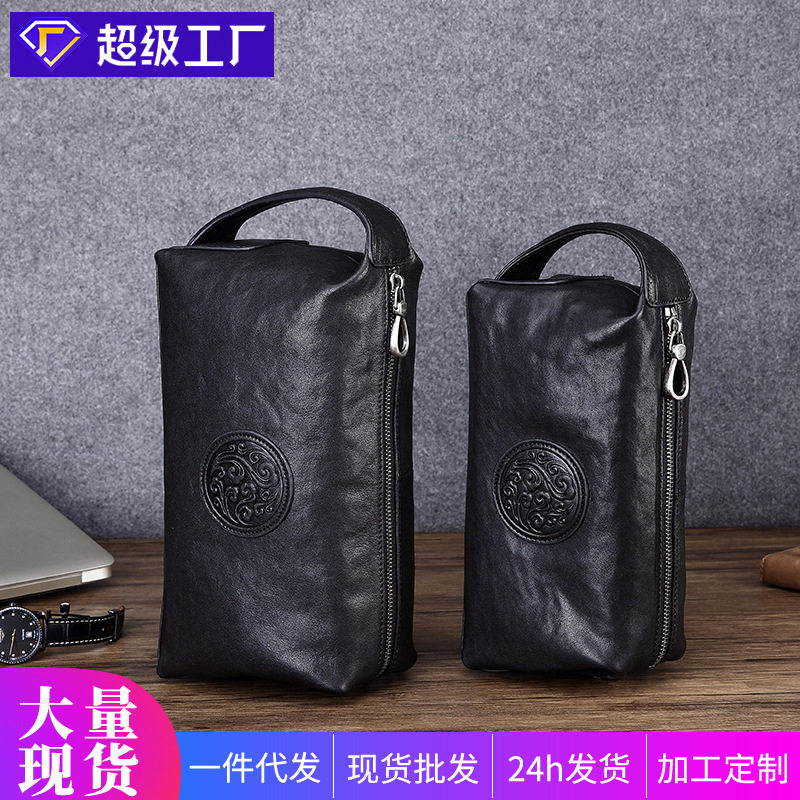 新款手包男真皮大容量手抓包头层牛皮商务时尚潮牌男包百搭手