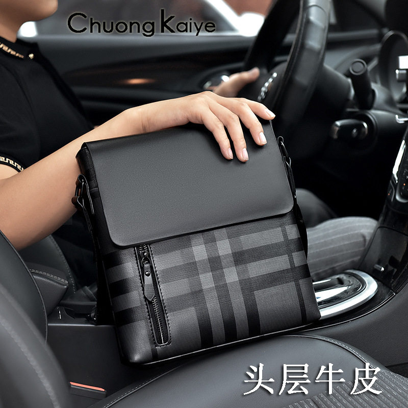 chuongkaiye男士真皮单肩包休闲