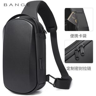 BANGE班歌男士胸包防水eva硬壳斜跨包usb时尚小包马卡龙Chest bag