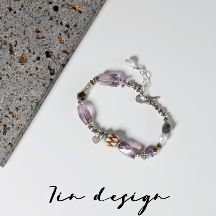 7in 925银手链【葡萄】原创小众设计复古手作编织紫色s925手链