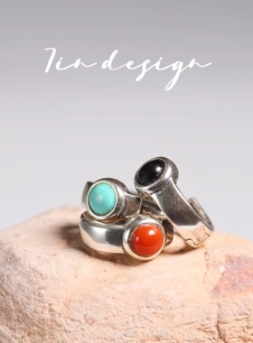 7in 耳饰 【星轨】原创小众设计复古彩色情侣925耳环（单只）