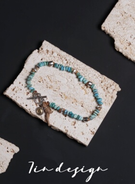 7in 925银手链 【半夏】原创小众百搭复古手作编织蓝色s925手链