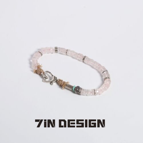 7in【粉黛】原创设计师手作粉色摩根石手串轻奢小众精致925银手链